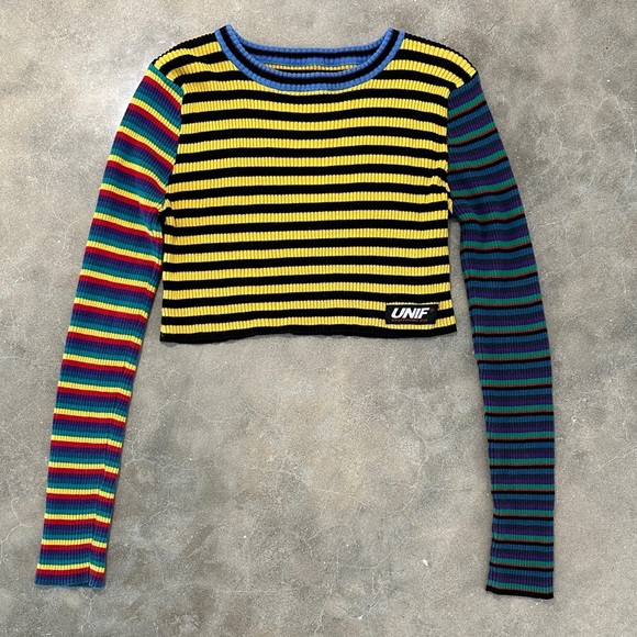 UNIF Rainbow Striped Crop Top - Picture 2 of 9